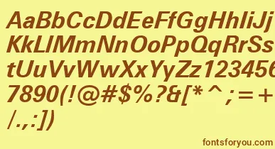 ZurichBoldItalicWin95bt font – Brown Fonts On Yellow Background