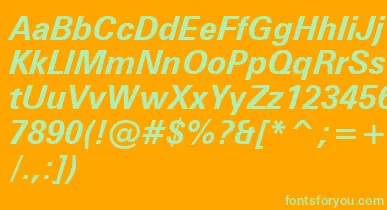 ZurichBoldItalicWin95bt font – Green Fonts On Orange Background