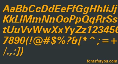 ZurichBoldItalicWin95bt font – Orange Fonts On Black Background