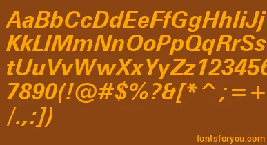 ZurichBoldItalicWin95bt font – Orange Fonts On Brown Background