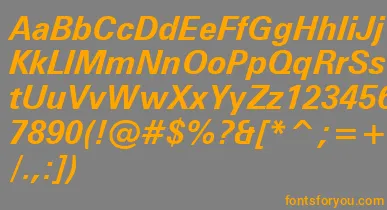 ZurichBoldItalicWin95bt font – Orange Fonts On Gray Background