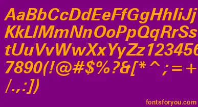 ZurichBoldItalicWin95bt font – Orange Fonts On Purple Background