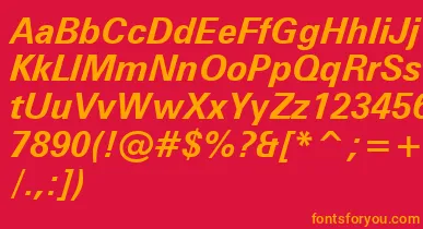ZurichBoldItalicWin95bt font – Orange Fonts On Red Background