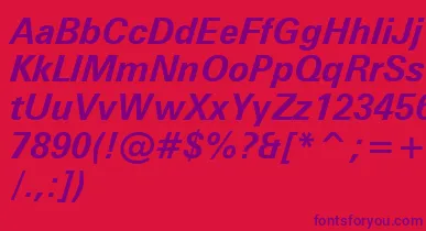 ZurichBoldItalicWin95bt font – Purple Fonts On Red Background