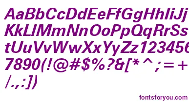 ZurichBoldItalicWin95bt font – Purple Fonts On White Background