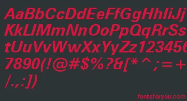 ZurichBoldItalicWin95bt font – Red Fonts On Black Background