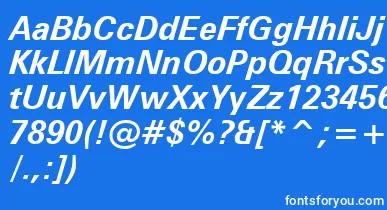 ZurichBoldItalicWin95bt font – White Fonts On Blue Background