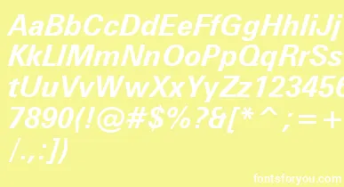 ZurichBoldItalicWin95bt font – White Fonts On Yellow Background