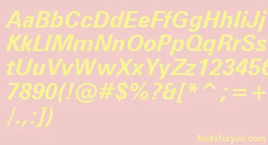 ZurichBoldItalicWin95bt font – Yellow Fonts On Pink Background