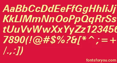 ZurichBoldItalicWin95bt font – Yellow Fonts On Red Background