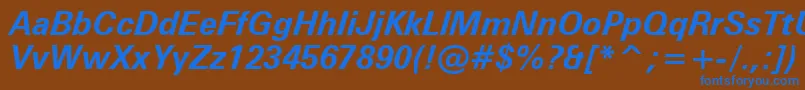 ZurichBoldItalicWin95bt Font – Blue Fonts on Brown Background