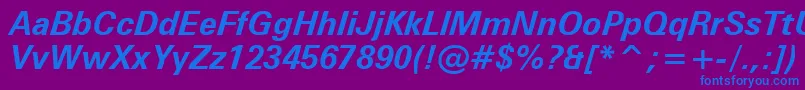 ZurichBoldItalicWin95bt Font – Blue Fonts on Purple Background