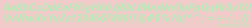 ZurichBoldItalicWin95bt Font – Green Fonts on Pink Background