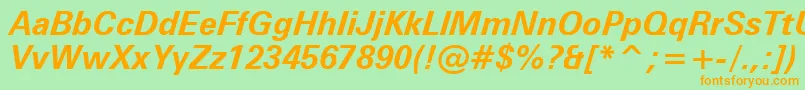 ZurichBoldItalicWin95bt Font – Orange Fonts on Green Background