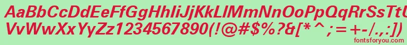 ZurichBoldItalicWin95bt Font – Red Fonts on Green Background