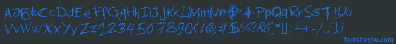 Newslendermanswriting Font – Blue Fonts on Black Background