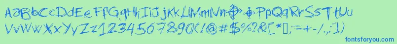 Newslendermanswriting Font – Blue Fonts on Green Background
