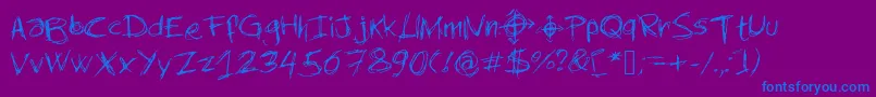 Newslendermanswriting Font – Blue Fonts on Purple Background