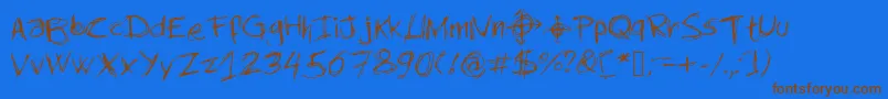 Newslendermanswriting Font – Brown Fonts on Blue Background