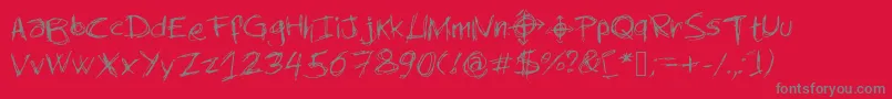 Newslendermanswriting Font – Gray Fonts on Red Background