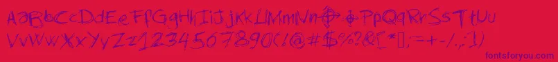 Newslendermanswriting Font – Purple Fonts on Red Background