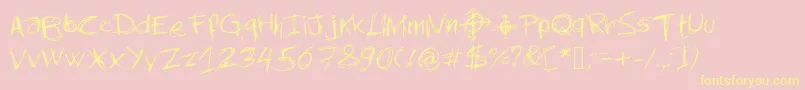 Newslendermanswriting Font – Yellow Fonts on Pink Background