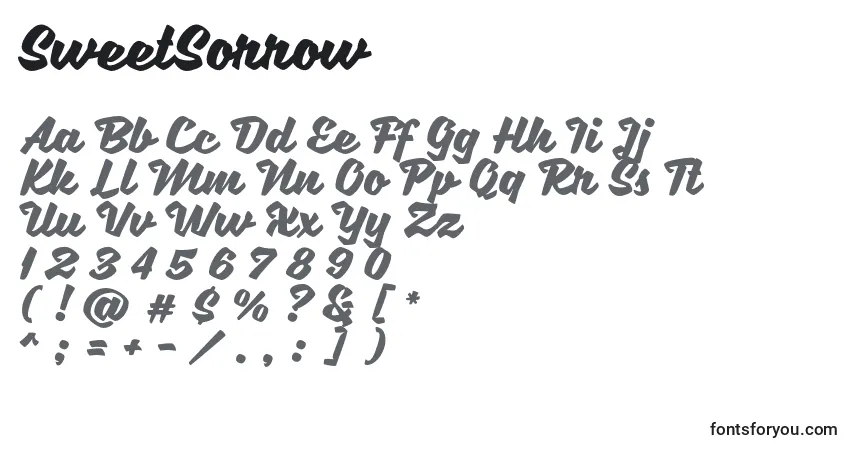 Шрифт SweetSorrow – алфавит, цифры, специальные символы