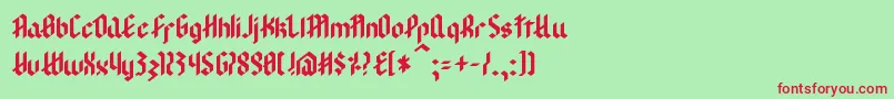 ModernGoth Font – Red Fonts on Green Background