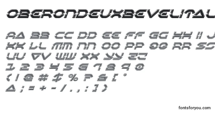 A fonte Oberondeuxbevelital – alfabeto, números, caracteres especiais