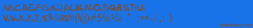 Scribs-Schriftart – Braune Schriften auf blauem Hintergrund