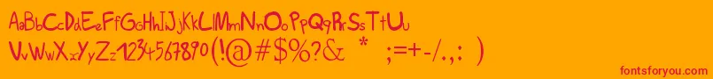 フォントScribs – オレンジの背景に赤い文字