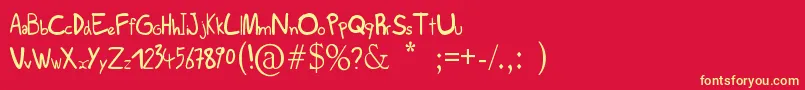 フォントScribs – 黄色の文字、赤い背景
