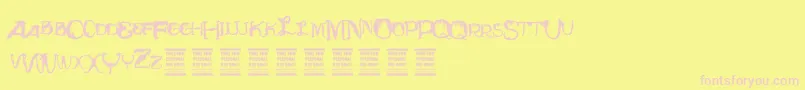VtksTotalflexdisturbed-fontti – vaaleanpunaiset fontit keltaisella taustalla
