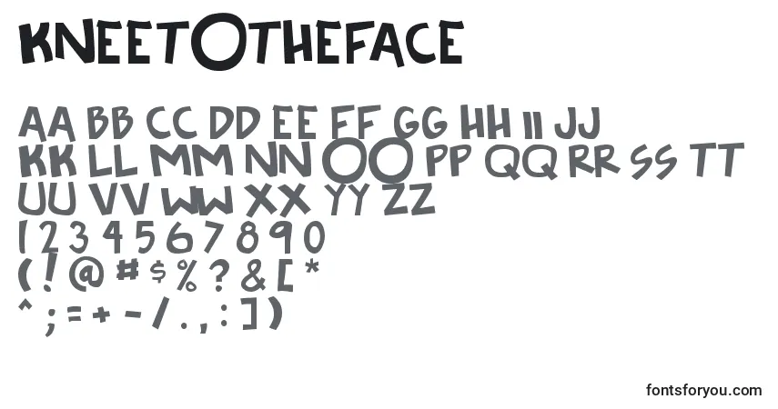 Czcionka KneeToTheFace – alfabet, cyfry, specjalne znaki