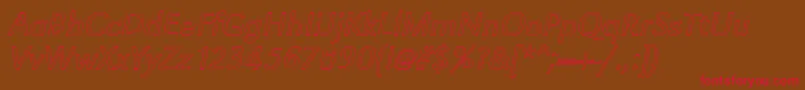 GroteskouLightItalic-Schriftart – Rote Schriften auf braunem Hintergrund