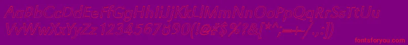 GroteskouLightItalic-Schriftart – Rote Schriften auf violettem Hintergrund