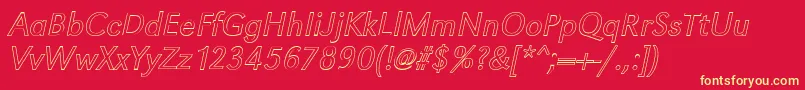 GroteskouLightItalic Font – Yellow Fonts on Red Background