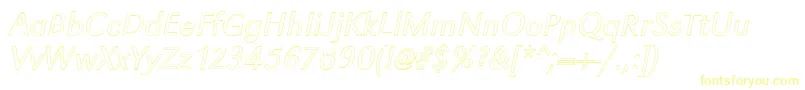 GroteskouLightItalic-Schriftart – Gelbe Schriften auf weißem Hintergrund