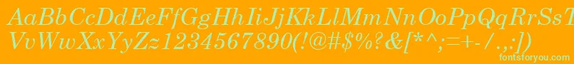 Fonte CenturySchoolbookРљСѓСЂСЃРёРІ – fontes verdes em um fundo laranja