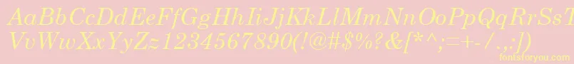 CenturySchoolbookРљСѓСЂСЃРёРІ-Schriftart – Gelbe Schriften auf rosa Hintergrund