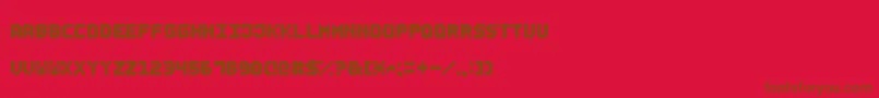 SmallBoldPixel7-Schriftart – Braune Schriften auf rotem Hintergrund