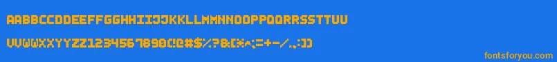 SmallBoldPixel7-Schriftart – Orangefarbene Schriften auf blauem Hintergrund
