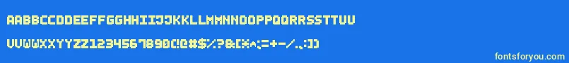 SmallBoldPixel7-Schriftart – Gelbe Schriften auf blauem Hintergrund