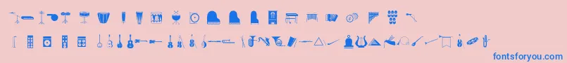 Musico-fontti – siniset fontit vaaleanpunaisella taustalla