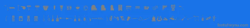 Musico-fontti – harmaat kirjasimet sinisellä taustalla