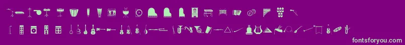 Musico-fontti – vihreät fontit violetilla taustalla