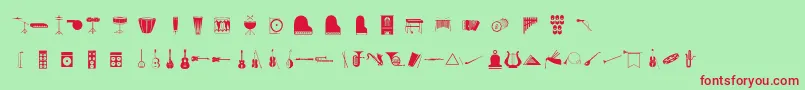 Musico Font – Red Fonts on Green Background