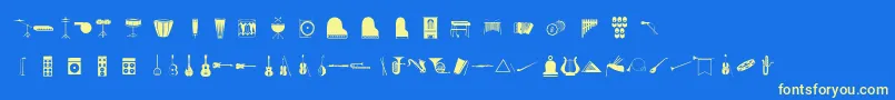 Musico-fontti – keltaiset fontit sinisellä taustalla