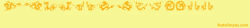 HffChineseDragon-Schriftart – Orangefarbene Schriften auf gelbem Hintergrund