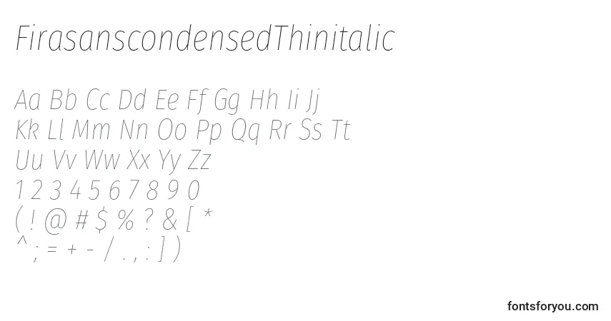 FirasanscondensedThinitalic-fontti – aakkoset, numerot, erikoismerkit